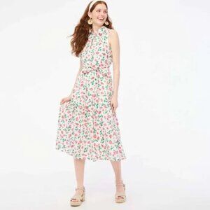 New women's 14 J. Crew Factory strawberry print collared midi dress